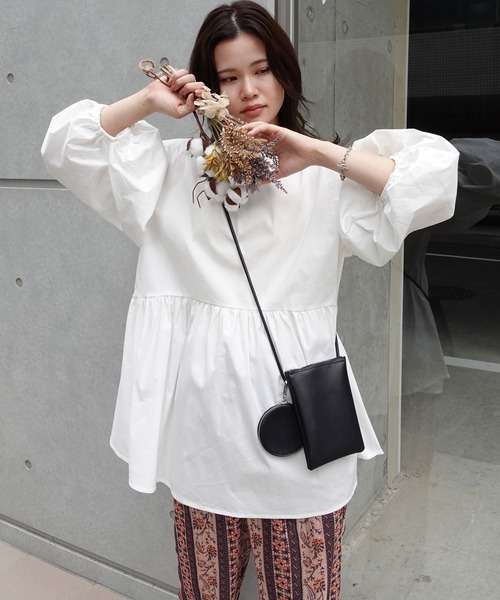 CORNERS（コーナーズ）の「ボリュームスリーブ2wayブラウス（シャツ/ブラウス・レディース・オフホワイト/ブラック/ベージュ/オレンジ/ネイビー・M）」の10枚目の写真