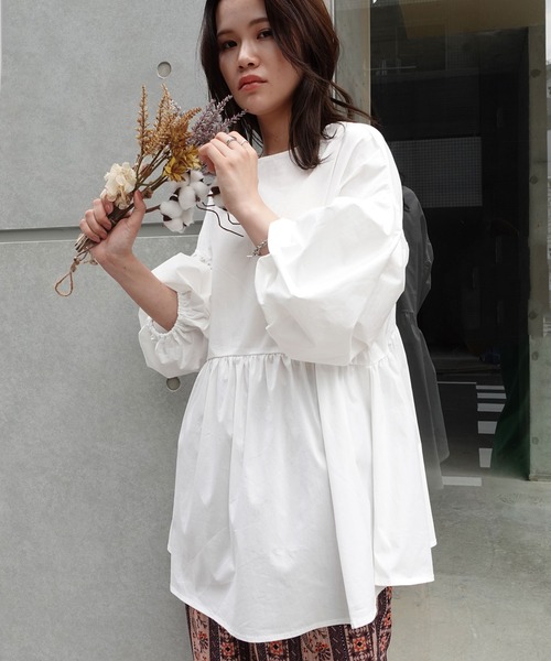 CORNERS（コーナーズ）の「ボリュームスリーブ2wayブラウス（シャツ/ブラウス・レディース・オフホワイト/ブラック/ベージュ/オレンジ/ネイビー・M）」の11枚目の写真