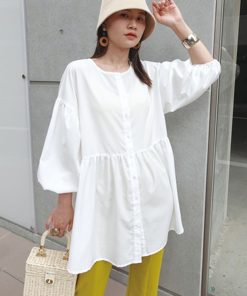 CORNERS（コーナーズ）の「ボリュームスリーブ2wayブラウス（シャツ/ブラウス・レディース・オフホワイト/ブラック/ベージュ/オレンジ/ネイビー・M）」の15枚目の写真