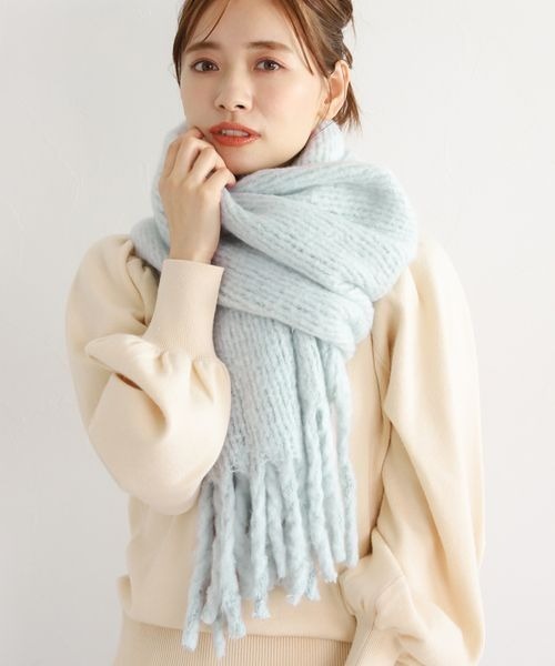 mysty woman（ミスティウーマン）の「ラッセルムジストール 345988（ストール/ショール・レディース・ライトブルー/カーキ/オレンジ/アイボリー・FREE）」の8枚目の写真