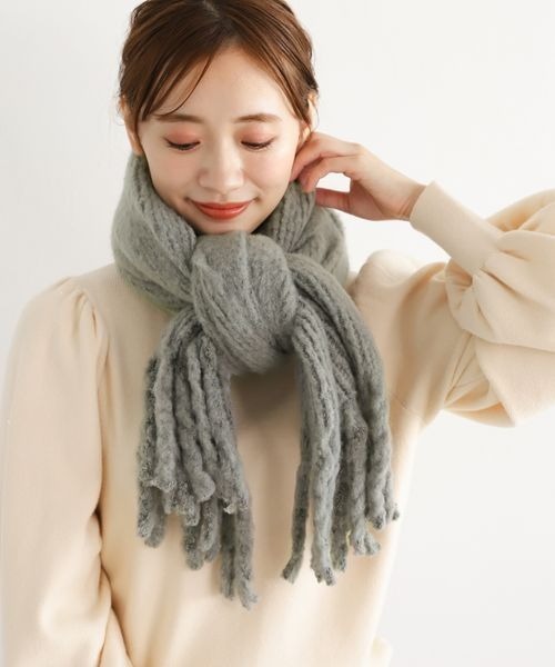 mysty woman（ミスティウーマン）の「ラッセルムジストール 345988（ストール/ショール・レディース・ライトブルー/カーキ/オレンジ/アイボリー・FREE）」の14枚目の写真