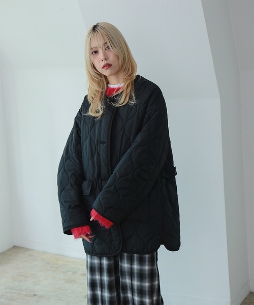 Ray BEAMS / ラムレザー ノーカラー ブルゾン シングルライダース