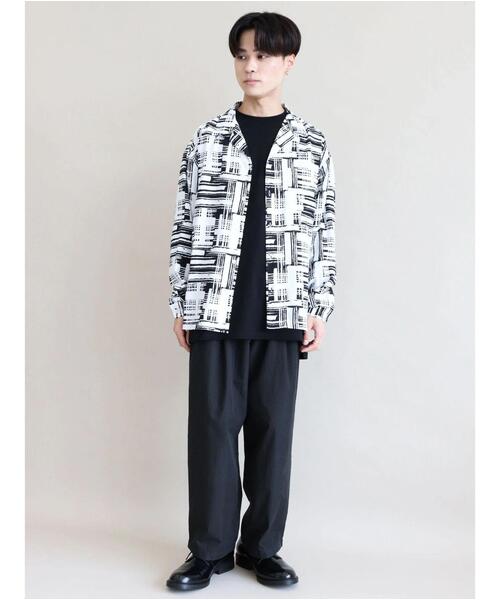 CRAFT STANDARD BOUTIQUE(クラフトスタンダードブティック)の「綿レーヨンオープンカラー長袖シャツ *(シャツ/ブラウス・メンズ・ブラック/オフホワイト・LL/M/L)」の6枚目の写真