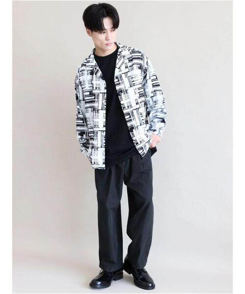 CRAFT STANDARD BOUTIQUE(クラフトスタンダードブティック)の「綿レーヨンオープンカラー長袖シャツ *(シャツ/ブラウス・メンズ・ブラック/オフホワイト・LL/M/L)」の7枚目の写真