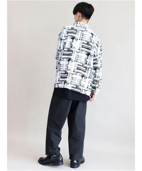 CRAFT STANDARD BOUTIQUE(クラフトスタンダードブティック)の「綿レーヨンオープンカラー長袖シャツ *(シャツ/ブラウス・メンズ・ブラック/オフホワイト・LL/M/L)」の8枚目の写真