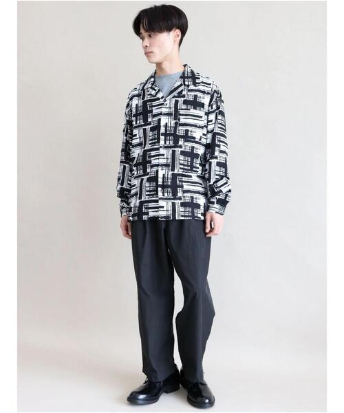 CRAFT STANDARD BOUTIQUE(クラフトスタンダードブティック)の「綿レーヨンオープンカラー長袖シャツ *(シャツ/ブラウス・メンズ・ブラック/オフホワイト・LL/M/L)」の10枚目の写真