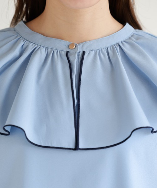 Pierrot（ピエロ）の「2wayフリルカラーブラウス（シャツ/ブラウス・レディース・ブラック/ネイビー/オフホワイト/ブルー・M/L）」の15枚目の写真
