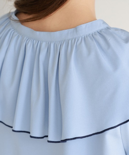 Pierrot（ピエロ）の「2wayフリルカラーブラウス（シャツ/ブラウス・レディース・ブラック/ネイビー/オフホワイト/ブルー・M/L）」の6枚目の写真
