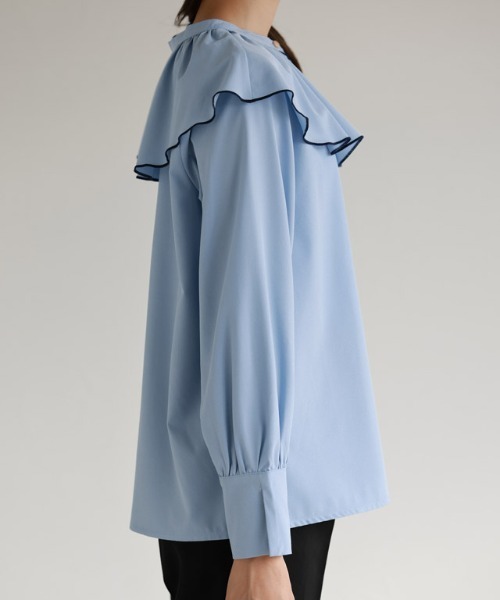 Pierrot（ピエロ）の「2wayフリルカラーブラウス（シャツ/ブラウス・レディース・ブラック/ネイビー/オフホワイト/ブルー・M/L）」の18枚目の写真