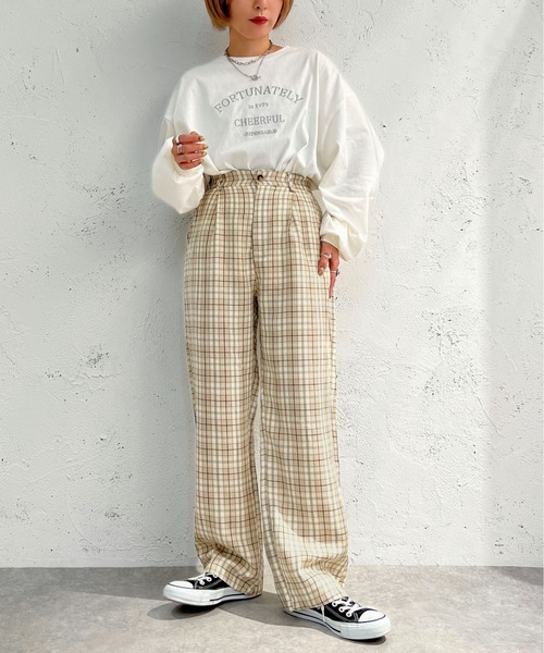 apres jour mignon(アプレジュールミニョン)の「チェックストレートパンツ【ZOZOTOWN限定アイテム】(その他パンツ・レディース・グリーン/ブラック系その他/ボルドー/ベージュ系その他・MEDIUM/X-LARGE/SMALL)」の14枚目の写真
