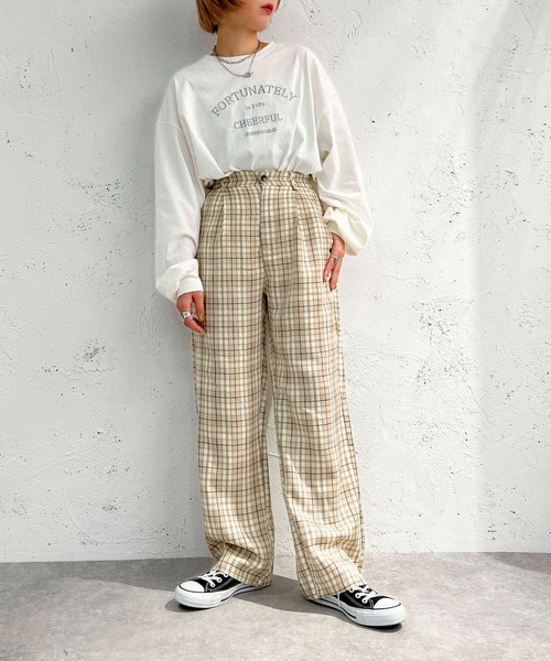 apres jour mignon(アプレジュールミニョン)の「チェックストレートパンツ【ZOZOTOWN限定アイテム】(その他パンツ・レディース・グリーン/ブラック系その他/ボルドー/ベージュ系その他・MEDIUM/X-LARGE/SMALL)」の15枚目の写真