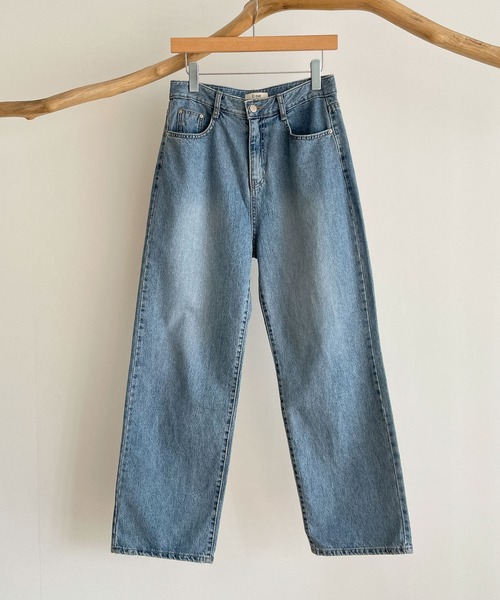 未使用【キャナルジーン】Elmar ストレートデニムパンツ M ブルー キャナルジーン CANAL JEAN El mar ローウエストストレート