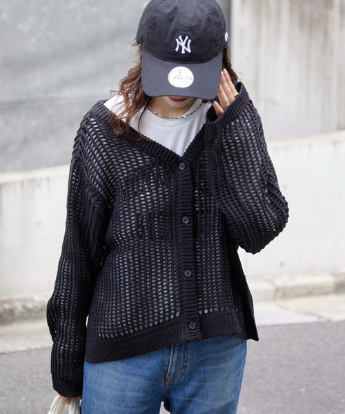 CIAOPANIC TYPY(チャオパニックティピー)の「■【インナー付き】メッシュニットカーディガン(ニット/セーター・レディース・アイボリー/ブルー/ブラック/イエロー・ONE SIZE)」の15枚目の写真