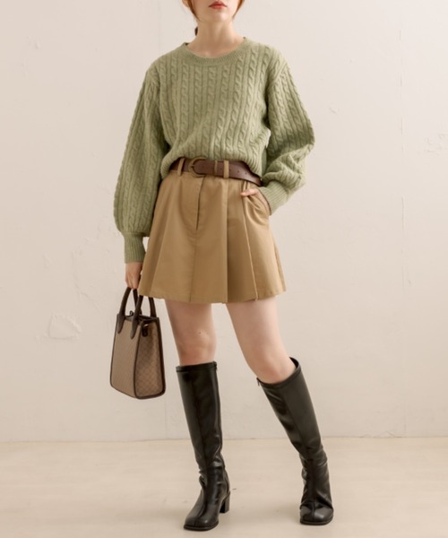 OLIVE des OLIVE（オリーブデオリーブ）の「クロップドケーブルプルオーバー（ニット/セーター・レディース・グレー/オフホワイト/グリーン・FREE）」の20枚目の写真