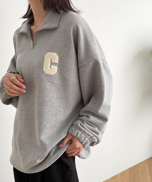 CANAL JEAN（キャナルジーン）の「El mar(エルマール) "C"ワッペンハーフZIPトレーナー（スウェット・レディース・ネイビー/ホワイト/ヘザーグレー・ONE SIZE）」の4枚目の写真