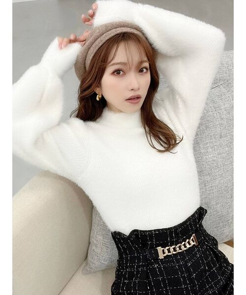 RESEXXY（リゼクシー）の「ボリュームシャギーニットトップス（ニット/セーター・レディース・ホワイト/ベージュ/ブラック・FREE）」の9枚目の写真