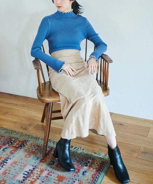 FREE'S MART（フリーズマート）の「◆配色メローリブハイネックニット（ニット/セーター・レディース・ホワイト/ブラック/ピンク/ブルー・FREE）」の22枚目の写真