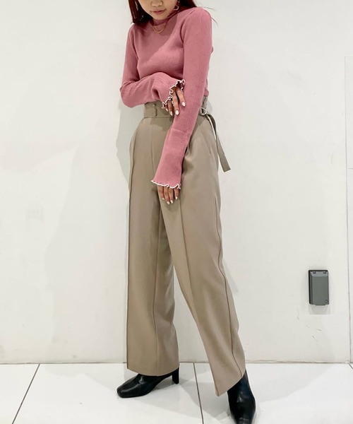 FREE'S MART（フリーズマート）の「◆配色メローリブハイネックニット（ニット/セーター・レディース・ホワイト/ブラック/ピンク/ブルー・FREE）」の5枚目の写真