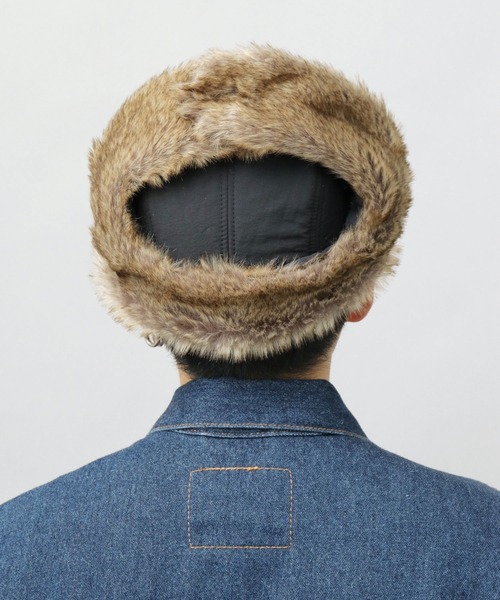 UNIVERSAL OVERALL(ユニバーサルオーバーオール)の「タフタナイロン フェイクファー アビエーター / フライトキャップ(キャップ・メンズ・ブラック/カーキ・FREE)」の11枚目の写真