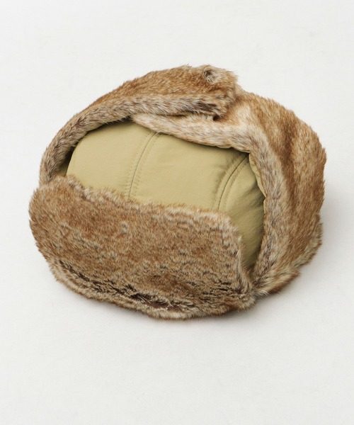 UNIVERSAL OVERALL(ユニバーサルオーバーオール)の「タフタナイロン フェイクファー アビエーター / フライトキャップ(キャップ・メンズ・ブラック/カーキ・FREE)」の8枚目の写真