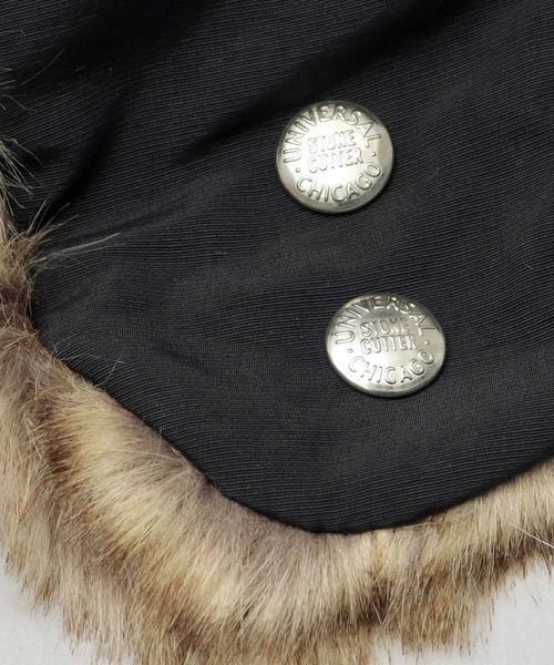 UNIVERSAL OVERALL(ユニバーサルオーバーオール)の「タフタナイロン フェイクファー アビエーター / フライトキャップ(キャップ・メンズ・ブラック/カーキ・FREE)」の19枚目の写真