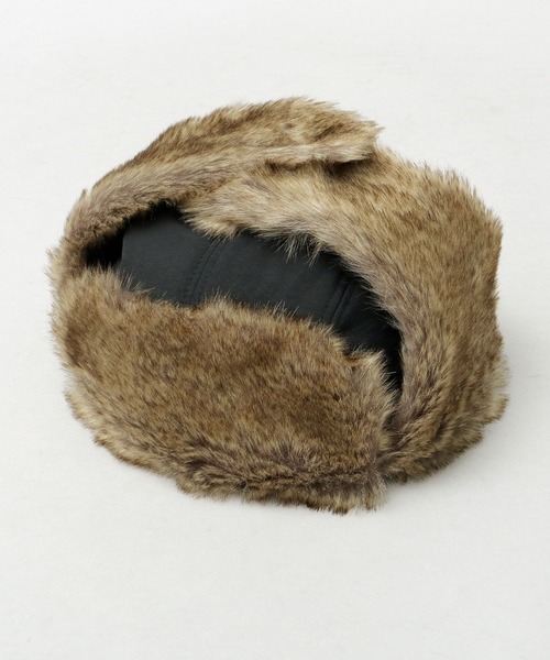 UNIVERSAL OVERALL(ユニバーサルオーバーオール)の「タフタナイロン フェイクファー アビエーター / フライトキャップ(キャップ・メンズ・ブラック/カーキ・FREE)」の7枚目の写真