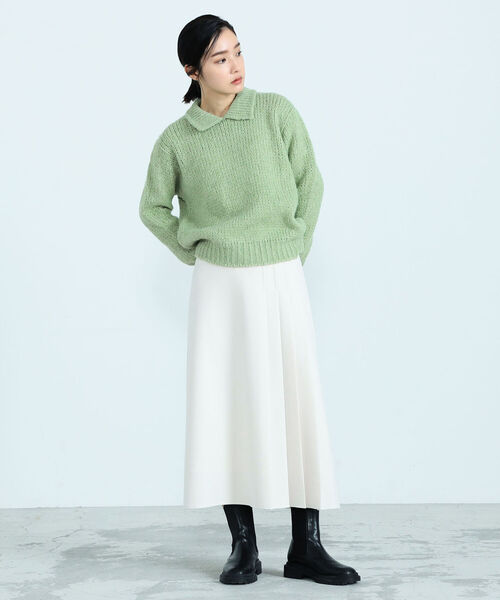 TRICOTS JEAN MARC（トリコットジーンマルク）の「【TRICOTS JEANMARC/トリコ・ジャンマルク】FLORENCE 襟付きニットプルオーバー（ニット/セーター・レディース・オフホワイト/ミント・38）」の4枚目の写真