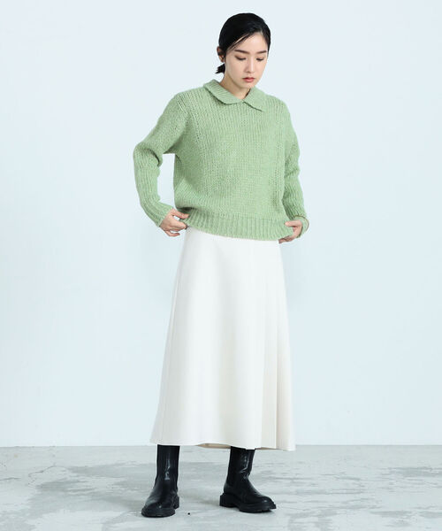 TRICOTS JEAN MARC（トリコットジーンマルク）の「【TRICOTS JEANMARC/トリコ・ジャンマルク】FLORENCE 襟付きニットプルオーバー（ニット/セーター・レディース・オフホワイト/ミント・38）」の5枚目の写真