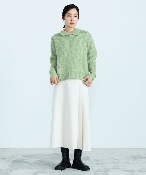 TRICOTS JEAN MARC（トリコットジーンマルク）の「【TRICOTS JEANMARC/トリコ・ジャンマルク】FLORENCE 襟付きニットプルオーバー（ニット/セーター・レディース・オフホワイト/ミント・38）」の6枚目の写真