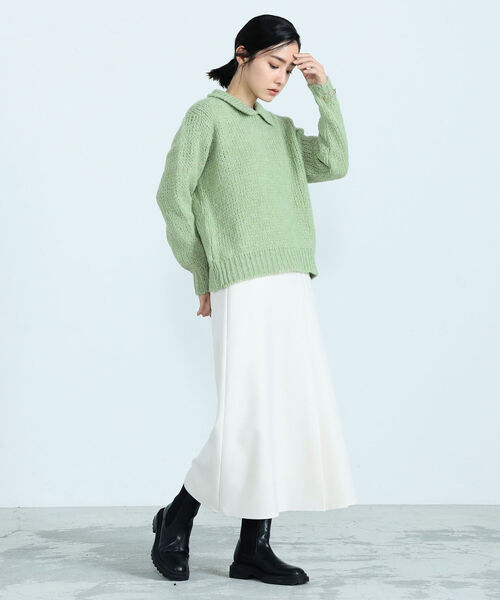TRICOTS JEAN MARC（トリコットジーンマルク）の「【TRICOTS JEANMARC/トリコ・ジャンマルク】FLORENCE 襟付きニットプルオーバー（ニット/セーター・レディース・オフホワイト/ミント・38）」の8枚目の写真
