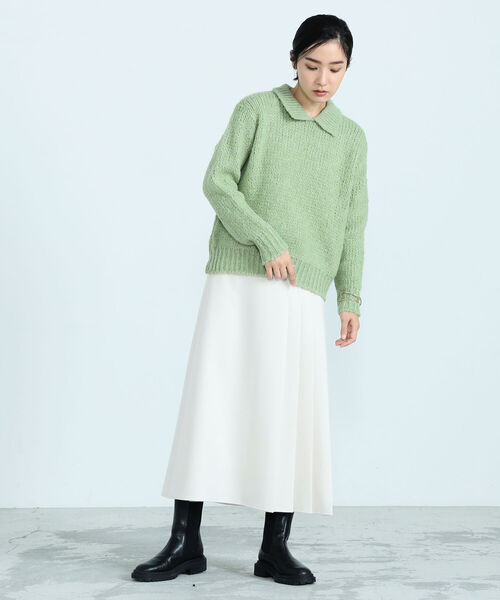 TRICOTS JEAN MARC（トリコットジーンマルク）の「【TRICOTS JEANMARC/トリコ・ジャンマルク】FLORENCE 襟付きニットプルオーバー（ニット/セーター・レディース・オフホワイト/ミント・38）」の9枚目の写真