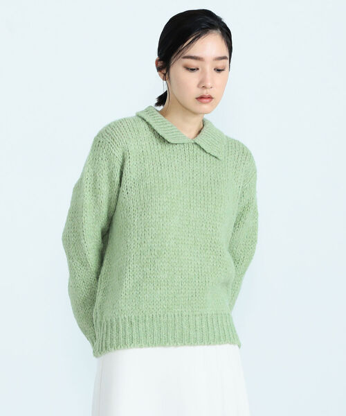 TRICOTS JEAN MARC（トリコットジーンマルク）の「【TRICOTS JEANMARC/トリコ・ジャンマルク】FLORENCE 襟付きニットプルオーバー（ニット/セーター・レディース・オフホワイト/ミント・38）」の10枚目の写真