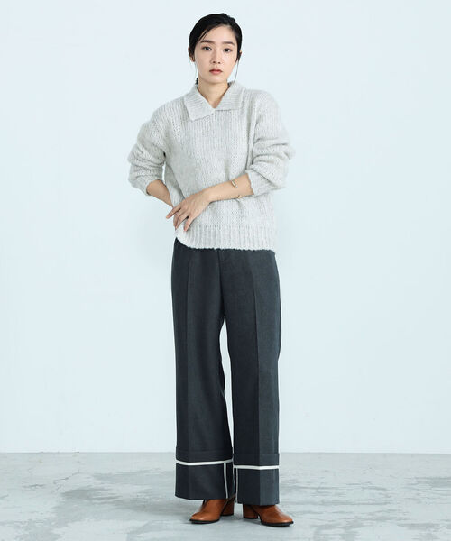 TRICOTS JEAN MARC（トリコットジーンマルク）の「【TRICOTS JEANMARC/トリコ・ジャンマルク】FLORENCE 襟付きニットプルオーバー（ニット/セーター・レディース・オフホワイト/ミント・38）」の16枚目の写真