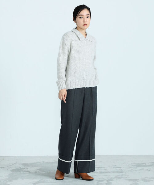 TRICOTS JEAN MARC（トリコットジーンマルク）の「【TRICOTS JEANMARC/トリコ・ジャンマルク】FLORENCE 襟付きニットプルオーバー（ニット/セーター・レディース・オフホワイト/ミント・38）」の21枚目の写真