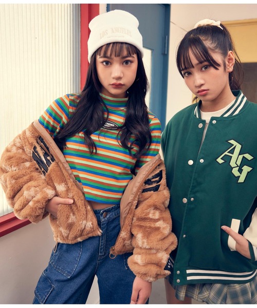 ANAP GｉRL（アナップガール）の「ボーダーリブトップス（Tシャツ/カットソー・キッズ・ブラック×ホワイト/その他・XS/S/M）」の10枚目の写真