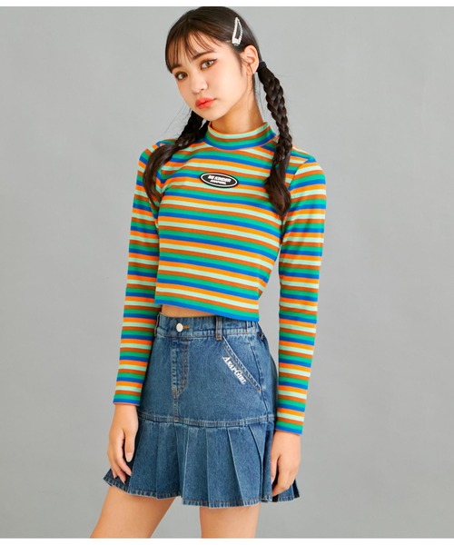 ANAP GｉRL（アナップガール）の「ボーダーリブトップス（Tシャツ/カットソー・キッズ・ブラック×ホワイト/その他・XS/S/M）」の8枚目の写真