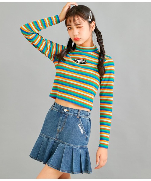 ANAP GｉRL（アナップガール）の「ボーダーリブトップス（Tシャツ/カットソー・キッズ・ブラック×ホワイト/その他・XS/S/M）」の19枚目の写真