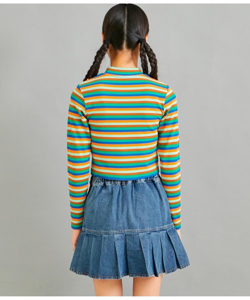 ANAP GｉRL（アナップガール）の「ボーダーリブトップス（Tシャツ/カットソー・キッズ・ブラック×ホワイト/その他・XS/S/M）」の14枚目の写真