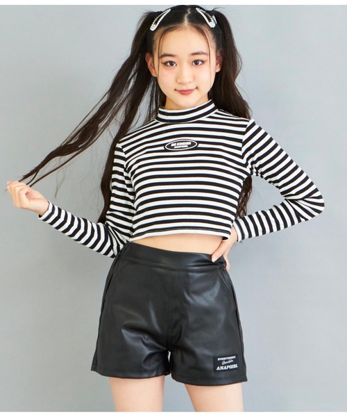 ANAP GｉRL（アナップガール）の「ボーダーリブトップス（Tシャツ/カットソー・キッズ・ブラック×ホワイト/その他・XS/S/M）」の22枚目の写真