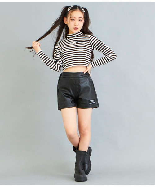 ANAP GｉRL（アナップガール）の「ボーダーリブトップス（Tシャツ/カットソー・キッズ・ブラック×ホワイト/その他・XS/S/M）」の11枚目の写真