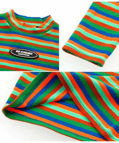 ANAP GｉRL（アナップガール）の「ボーダーリブトップス（Tシャツ/カットソー・キッズ・ブラック×ホワイト/その他・XS/S/M）」の20枚目の写真