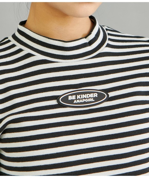 ANAP GｉRL（アナップガール）の「ボーダーリブトップス（Tシャツ/カットソー・キッズ・ブラック×ホワイト/その他・XS/S/M）」の3枚目の写真