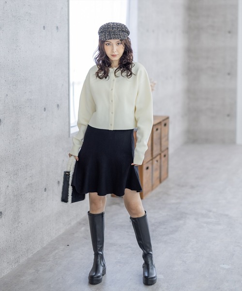 clear（クリア）の「フレアニットミニスカート[セットアップ可能]（スカート・レディース・ブラック/グレー/アイボリー・F）」の12枚目の写真