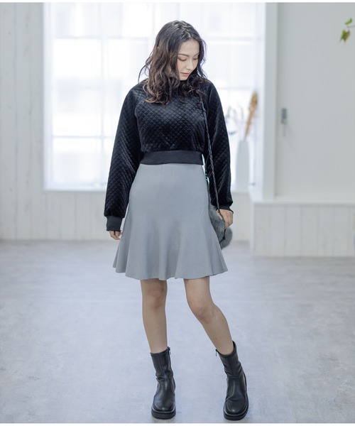 未使用 24FW AURALEE オーラリー ニットミニスカート プリーツフレアニットミニスカート | レディースファッション