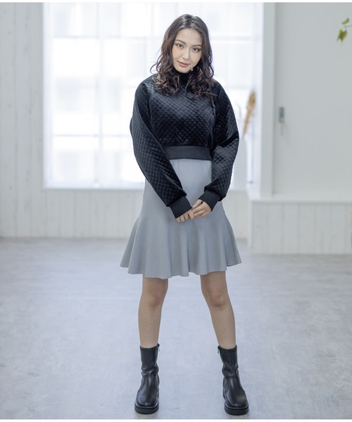 clear（クリア）の「フレアニットミニスカート[セットアップ可能]（スカート・レディース・ブラック/グレー/アイボリー・F）」の20枚目の写真