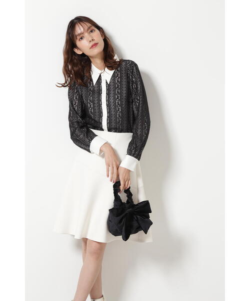 JILL STUART(ジルスチュアート)の「◆エマレースブラウス(シャツ/ブラウス・レディース・ブラック/ホワイト・SMALL/MEDIUM)」の6枚目の写真