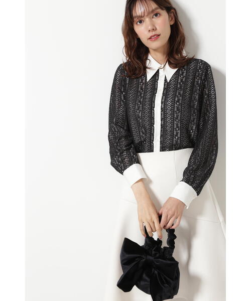 JILL STUART(ジルスチュアート)の「◆エマレースブラウス(シャツ/ブラウス・レディース・ブラック/ホワイト・SMALL/MEDIUM)」の7枚目の写真