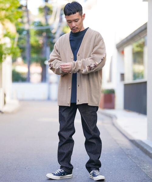 coen（コーエン）の「［洗える］トライバル柄ジャガードニットカーディガン（カーディガン/ボレロ・メンズ・ライム/ベージュ・S/M/L/XL）」の4枚目の写真