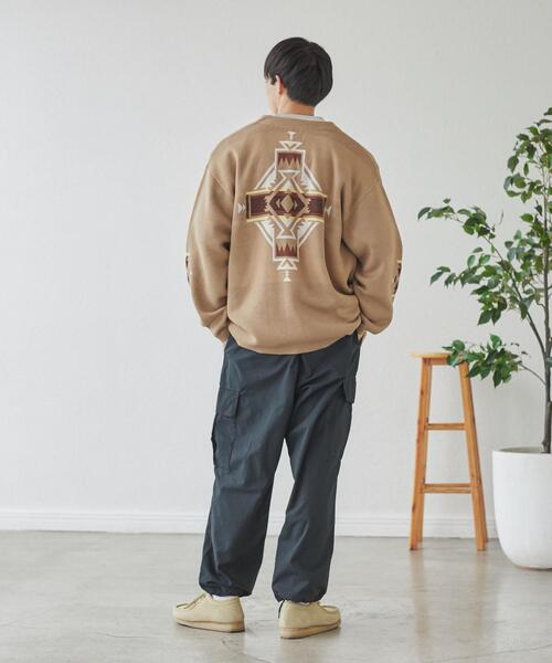 coen（コーエン）の「［洗える］トライバル柄ジャガードニットカーディガン（カーディガン/ボレロ・メンズ・ライム/ベージュ・S/M/L/XL）」の9枚目の写真