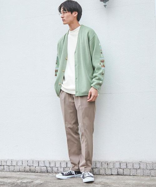 coen（コーエン）の「［洗える］トライバル柄ジャガードニットカーディガン（カーディガン/ボレロ・メンズ・ライム/ベージュ・S/M/L/XL）」の11枚目の写真